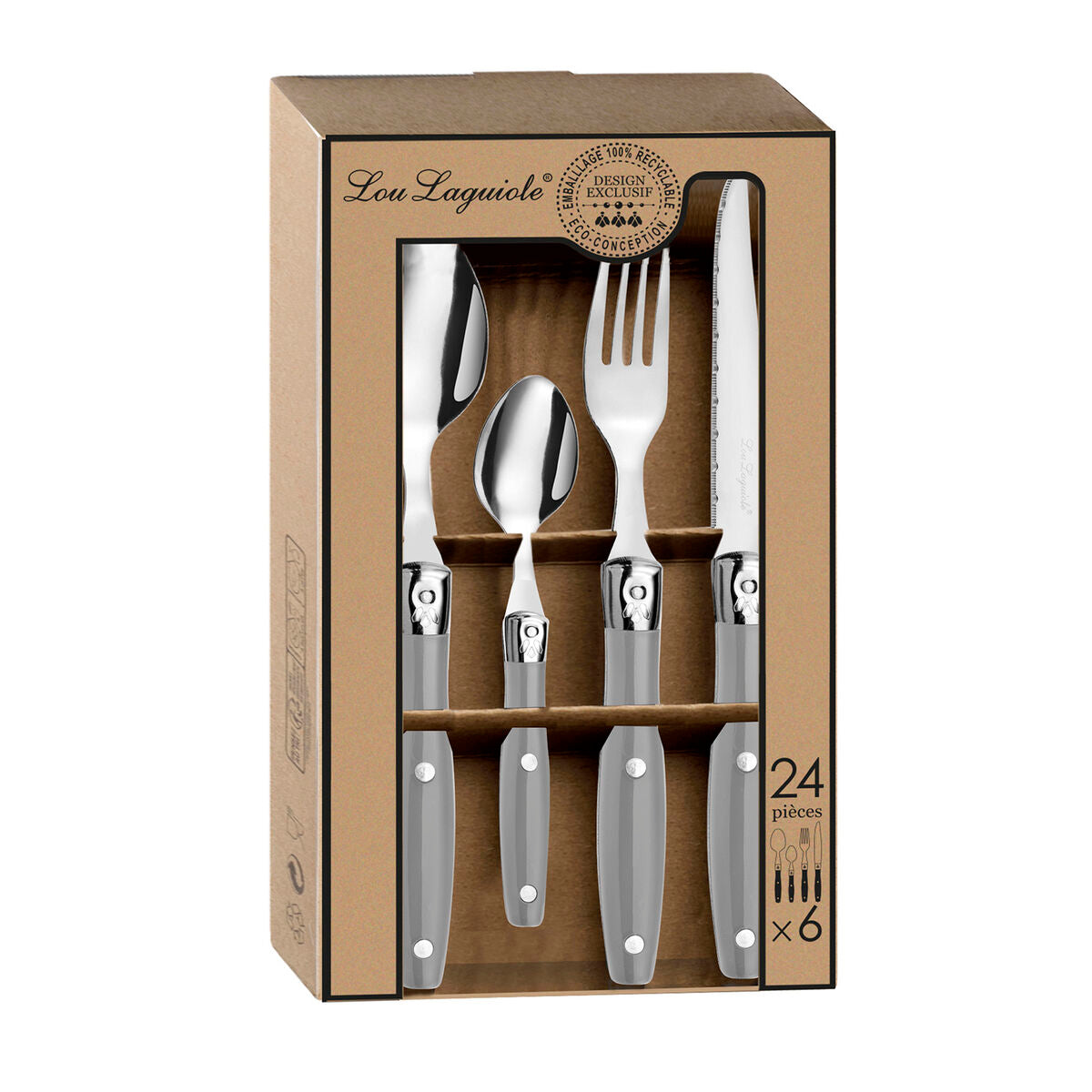 Cutlery set grey metal - 24 Pieces