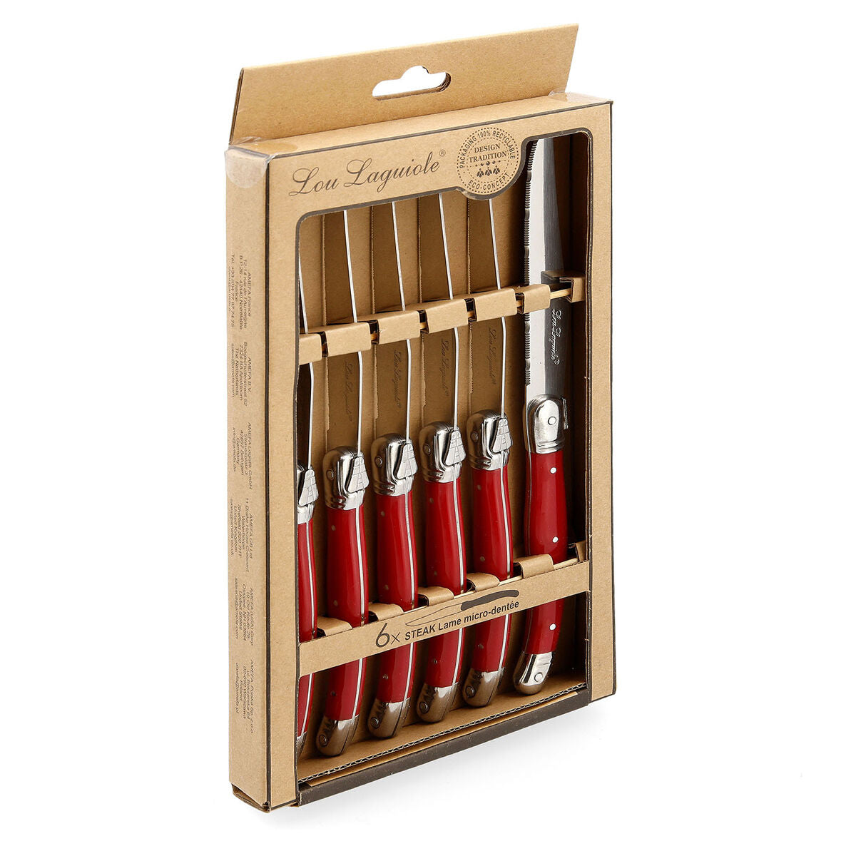Knife set rustic meats red metal - 6 pieces
