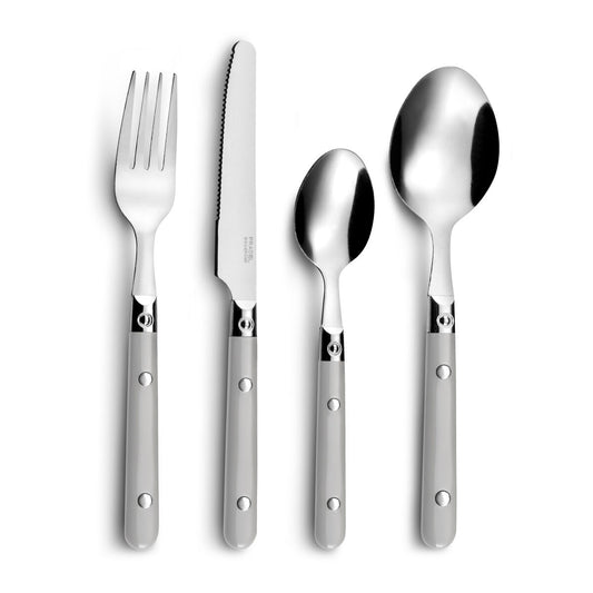 Cutlery set grey basic metal (16 pcs)