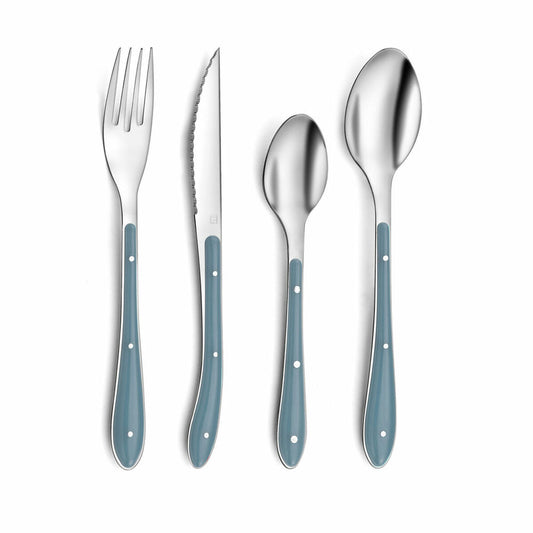 Cutlery blue / metal (24 pcs)