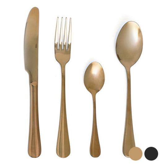 Cutlery set black or gold metal (24 pcs)