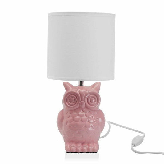 Desk lamp pink ceramic owl