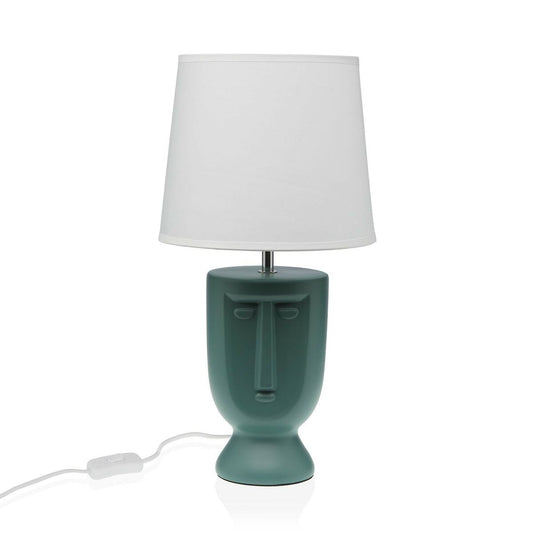 Table lamp green ceramic face design