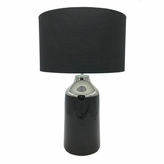 Table lamp black silver stoneware
