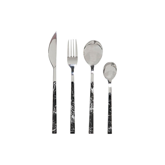 Cutlery silver black stainless steel (16 pcs)