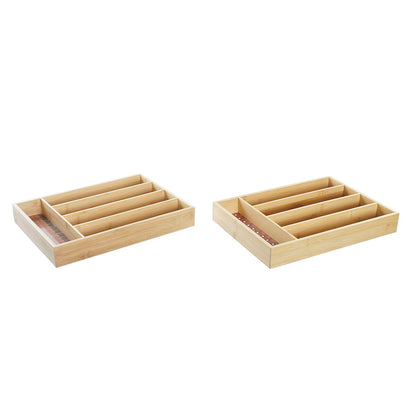 Bestekorganizer DKD Home Decor Bamboe Koloniaal Afrikaan 25,5 x 35,5 x 5 cm (2 Stuks)