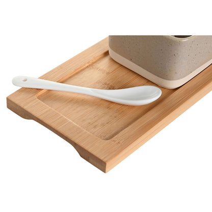 Appetizer set with spoons porcelain bamboo