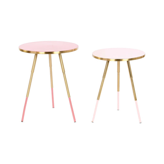 Set van 2 tafels Home ESPRIT Roze Gouden 41 x 41 x 51 cm