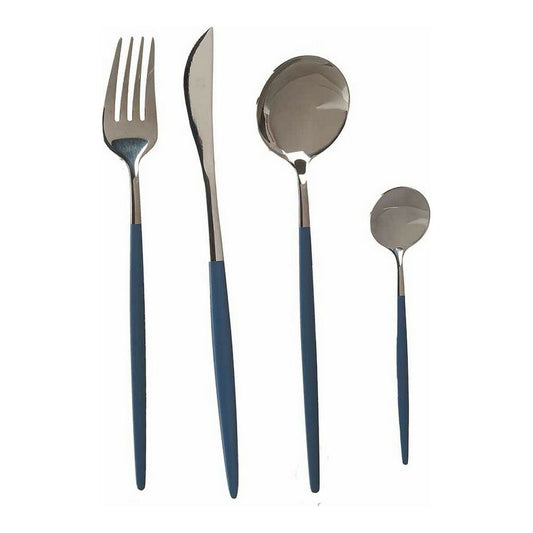 Cutlery set silver blue stainless steel (8 pcs)