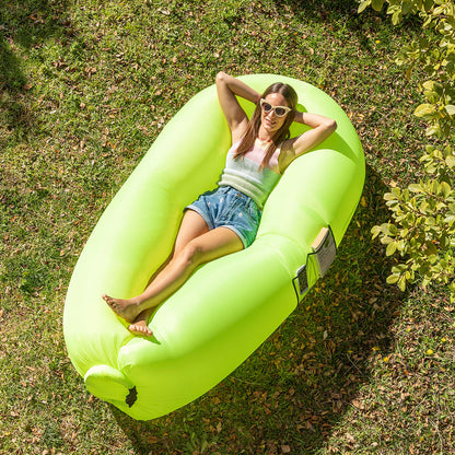 Inflatable green sofa