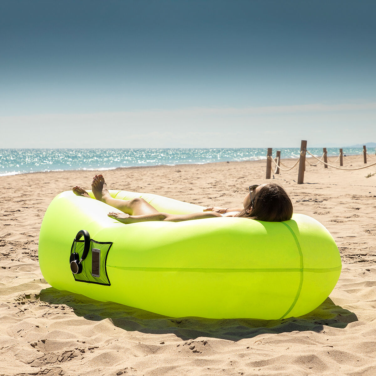 Inflatable green sofa