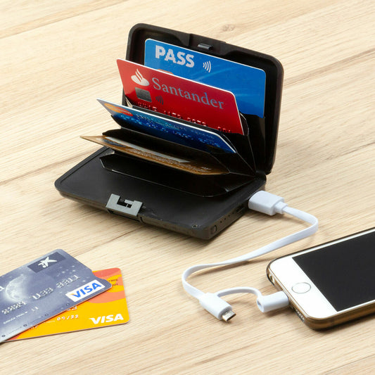 Wallet with RFID protection and power bank