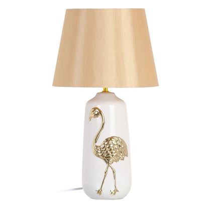Table lamp white golden flamingo
