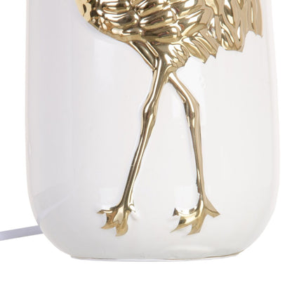 Table lamp white golden flamingo
