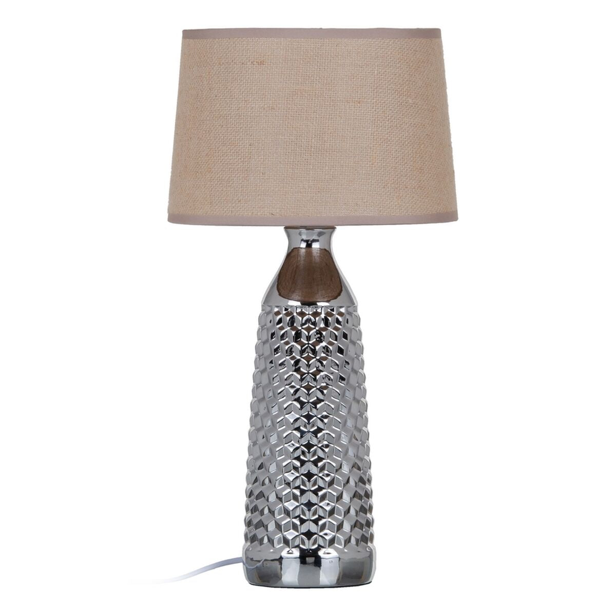Table lamp beige silver ceramic