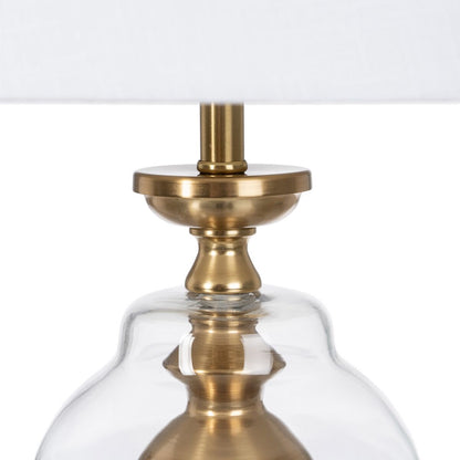 Table lamp golden metal & linen