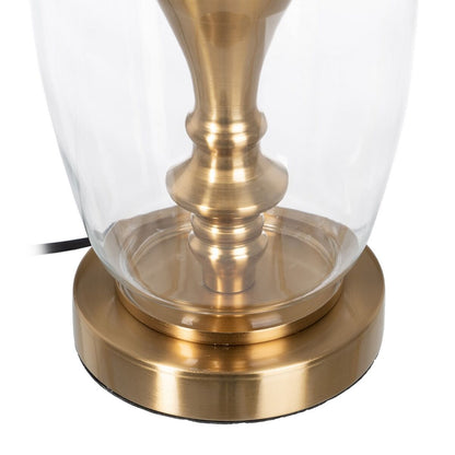 Table lamp golden metal & linen