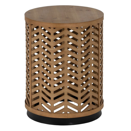 Side Table Natural Iron Fir MDF Wood