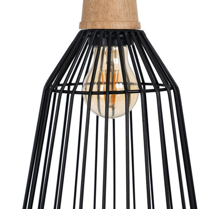 Plafondlamp Zwart Natuurlijk Hout Ijzer 220-240 V 20 x 19,5 cm