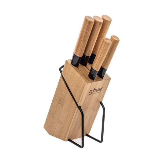 Set of knives with wooden modern base