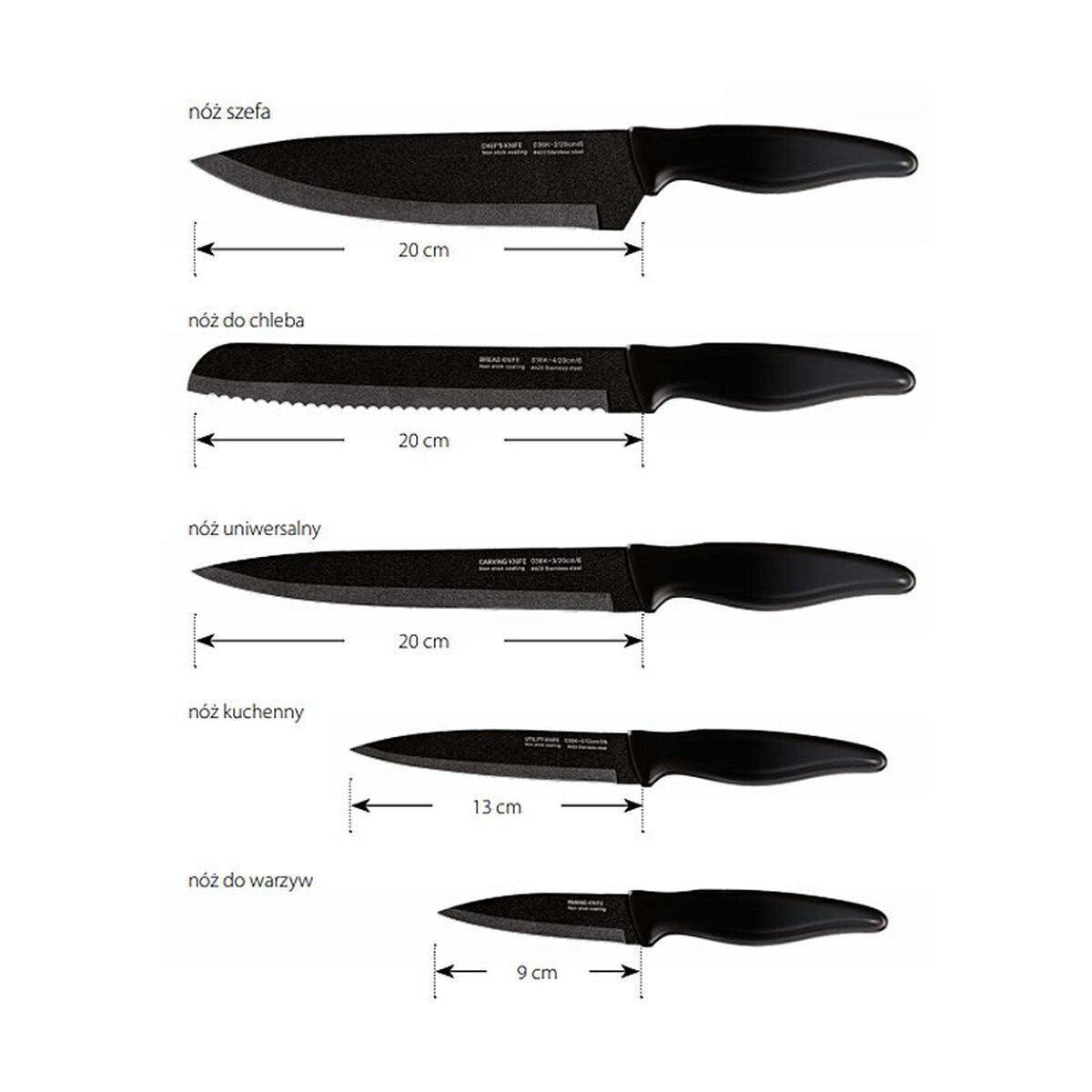 Knife set all black