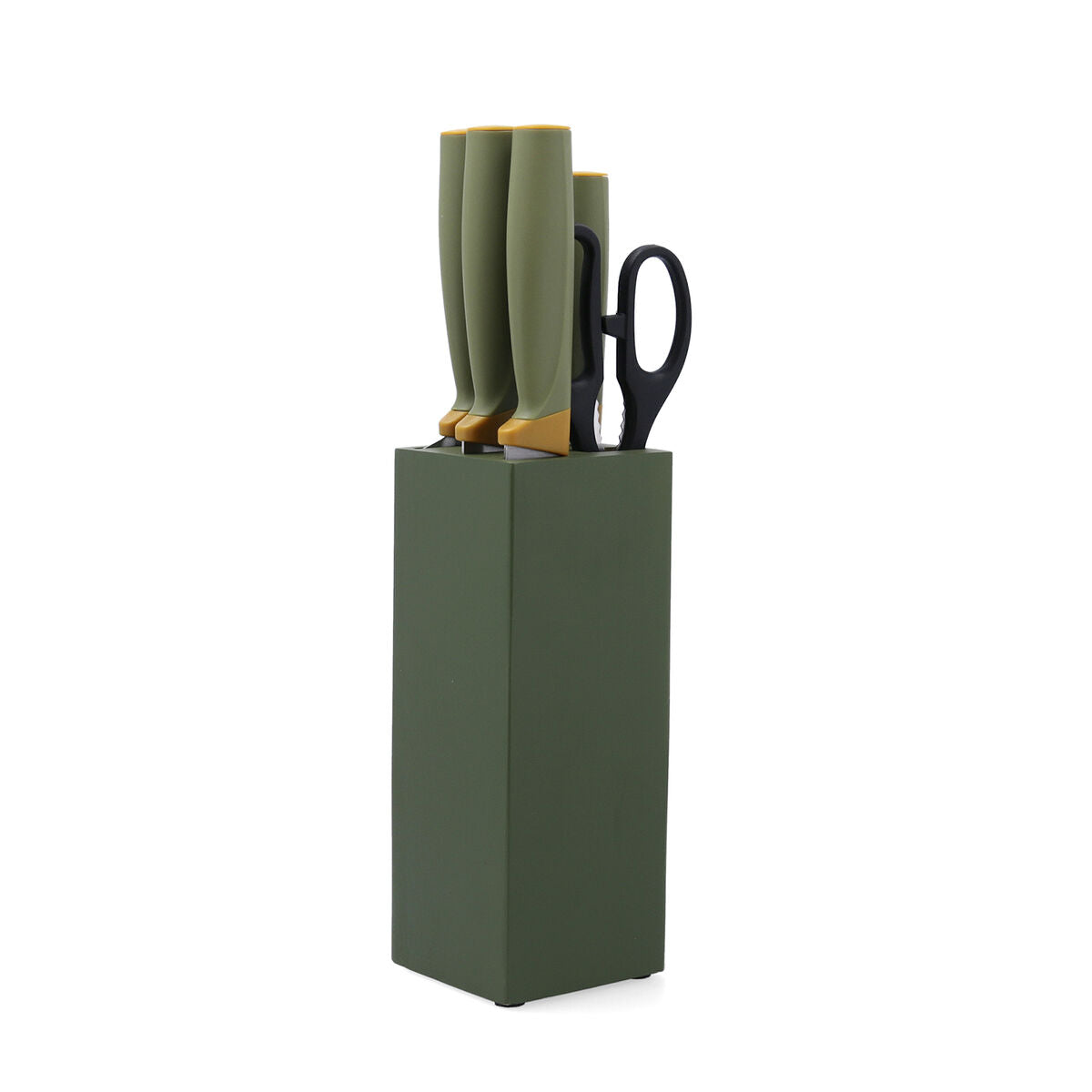 Knife set with olive green block