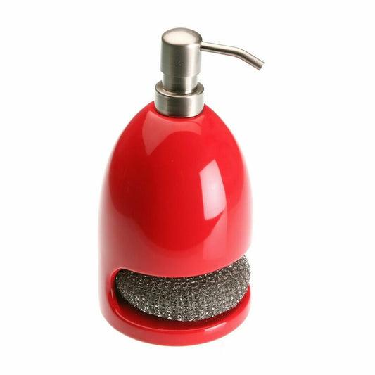 Soap Dispenser Ceramic Red With Metal Brush