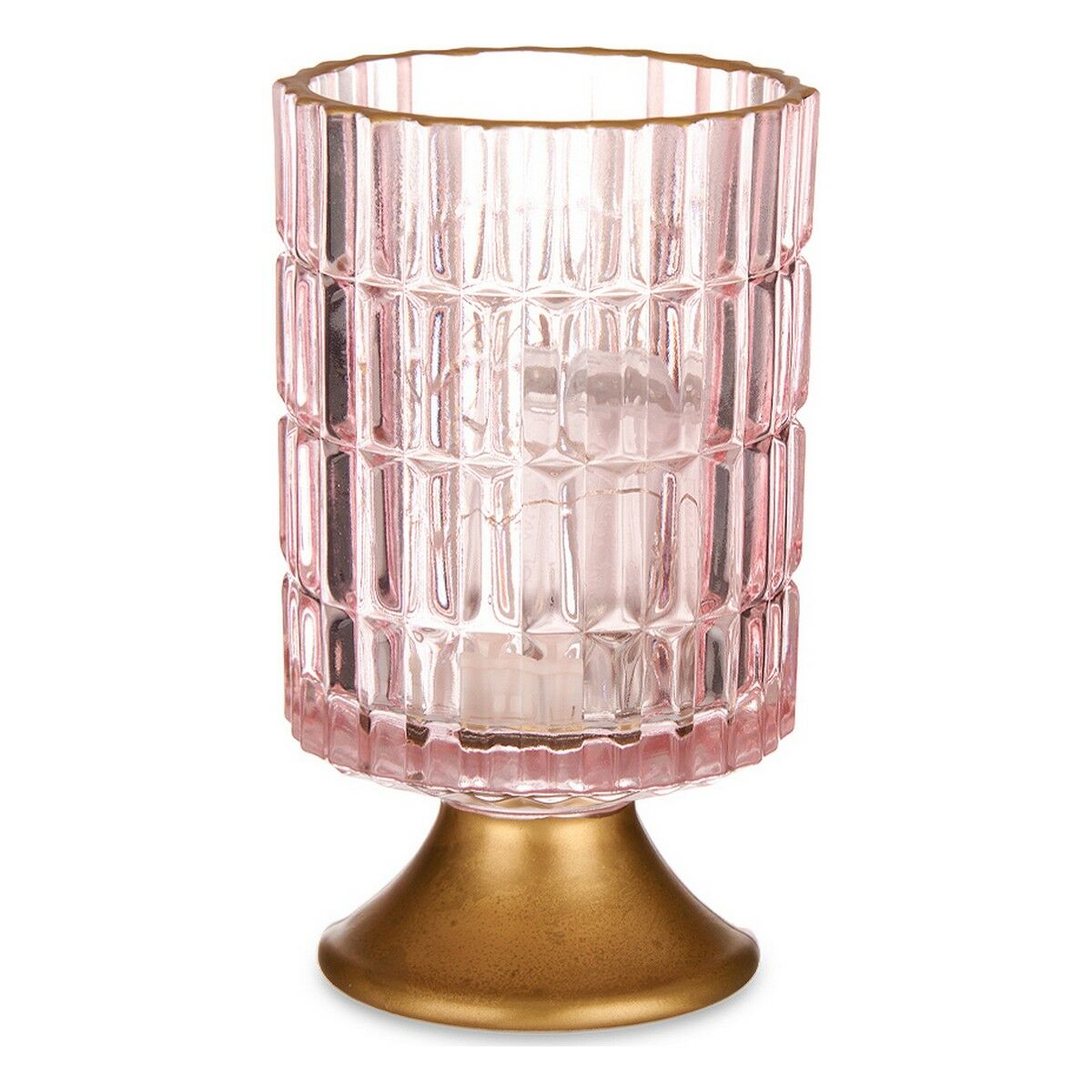 LED lantern in pink golden glass