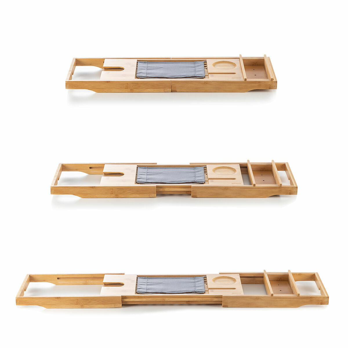 Extendable bamboo bath tray