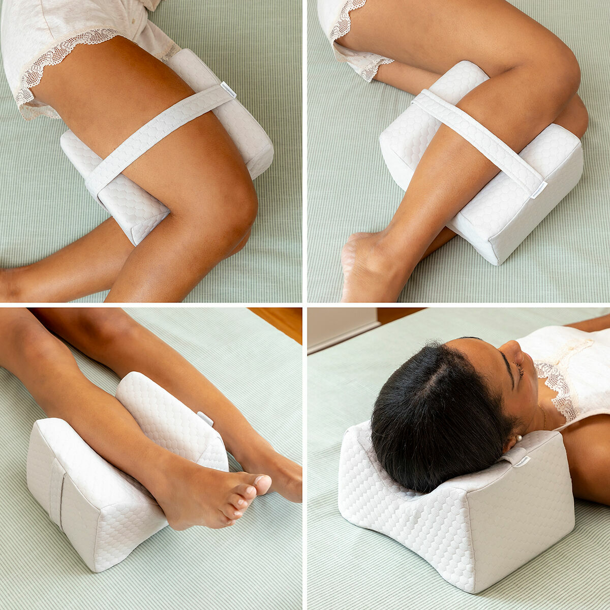 Leg pillow with securing strip