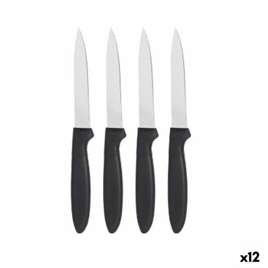 Knife set black silver - 12 pieces